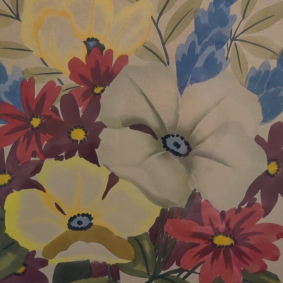 Kupur water colors of white, yellow, blue & red flowers in cream frames $60 each - Picture 5 of 9
